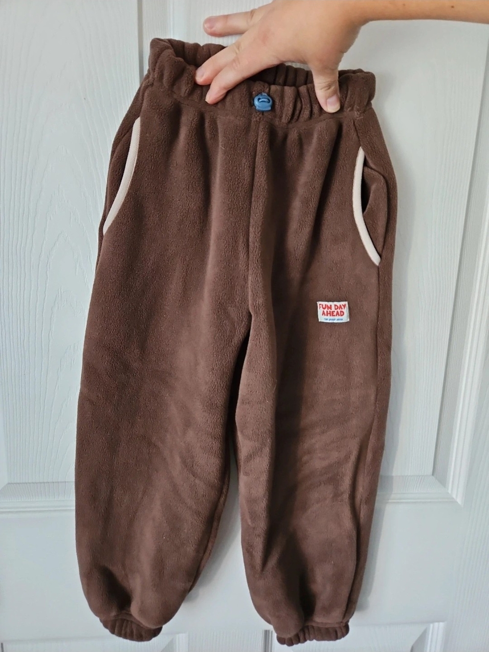 Zara Brown Fleece Joggers with Cream Trim